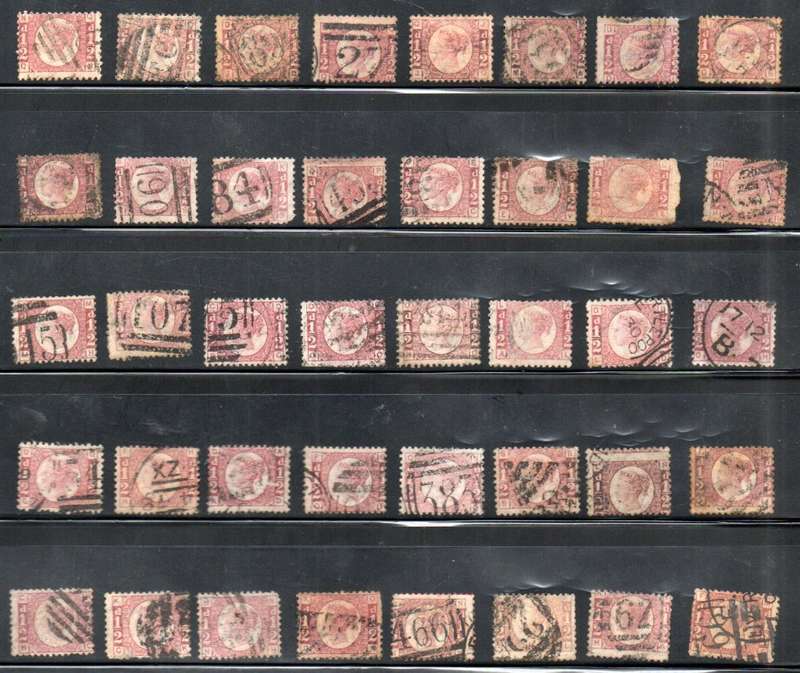 GB 1870-9 QV CLEARANCE OF (X40) 1/2d USED SINGLES. CONDITION AS PER SCANS. PLATES NOS UNCHECKED.