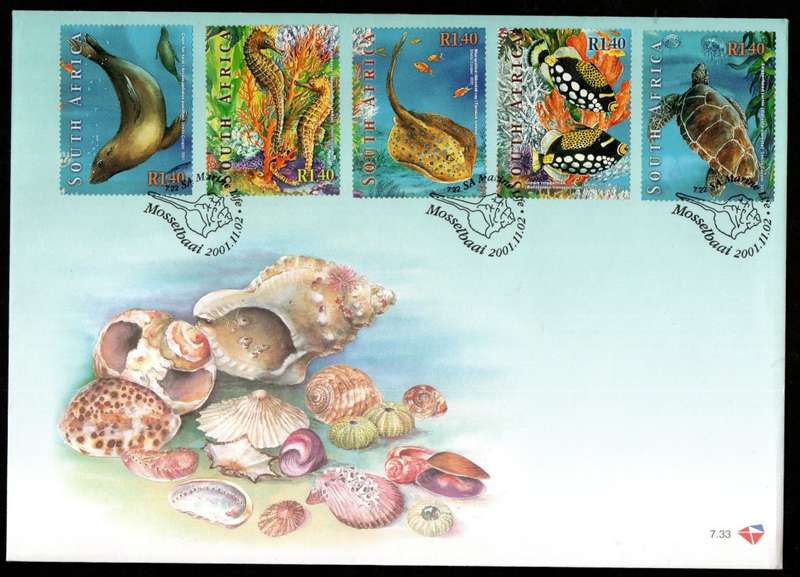 RSA 2001 MARINE LIFE SHEETLET OF (X10) SELF-ADHESIVE + SET OF FDCs. CC1465. AS PER SCANS. NICE ITEMS