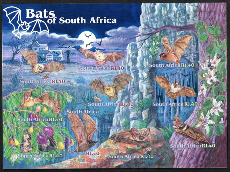 RSA 2001 BATS SHEETLET OF (X10) SELF-ADHESIVE + SET OF FDCs. CC1420. AS PER SCANS. NICE ITEMS.