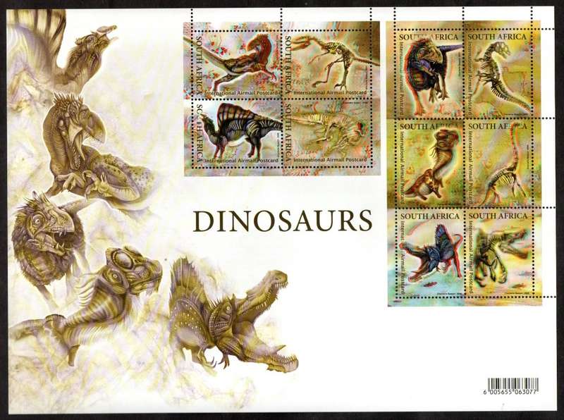 RSA 2009 3-D DINOSAURS SHEETLET OF (X10) UMM. SACC1985. AS PER SCANS. CV R400.