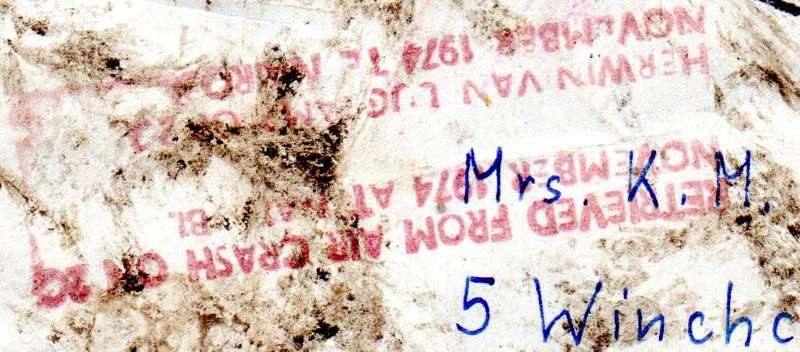 GERMANY 1974 LUFTHANSA CRASH COVER GERMANY-RHODESIA RECOVERED IN NAIROBI `SPECIAL CACHET APPLIED`.