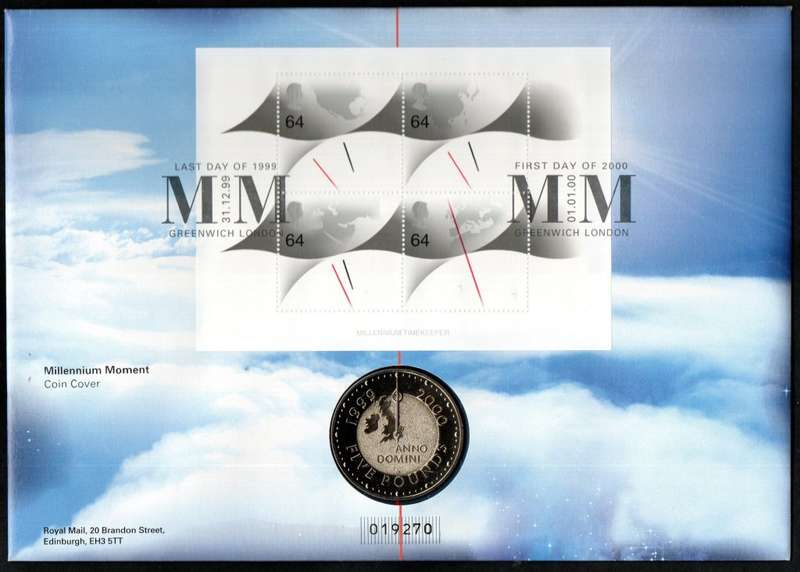 GB 1999/2000 MILLENNIUM MOMENT NUMISTMATIC/COIN COVER IN SPECIAL FOLDER. AS PER SCANS. LOVELY ITEM.