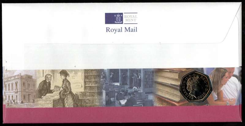 GB 2000 150 YEARS OF PUBLIC LIBRARIES PHILATELIC NUMISMATIC (COIN) COVER. FANTASTIC ITEM.