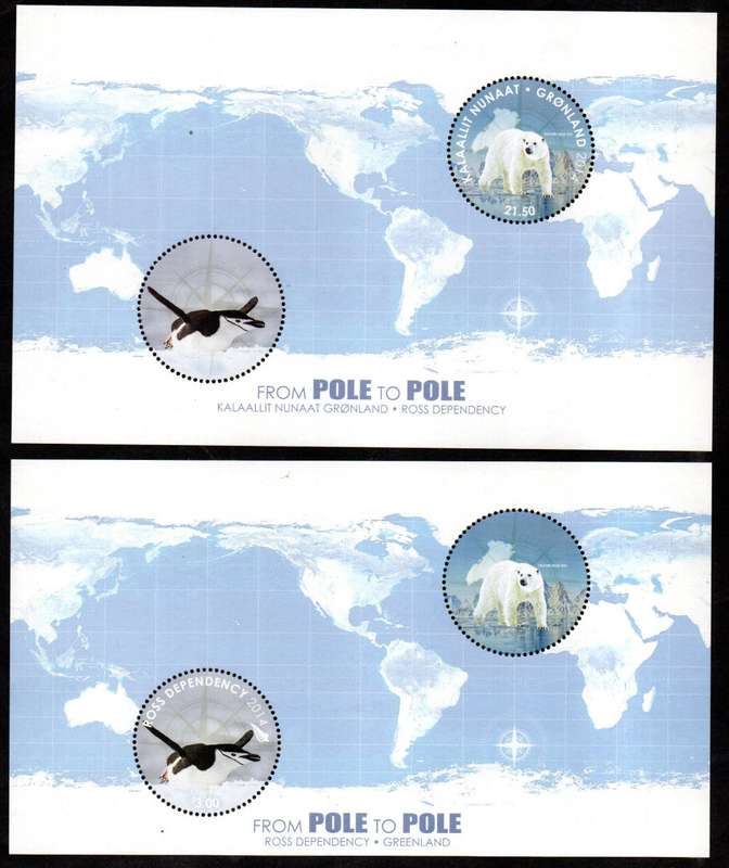 GREENLAND/ROSS DEPENDENCY (NEW ZEALAND) 2014 POLE TO POLE JOINT ISSUE MSHEETS UMM. GOOD VALUE.