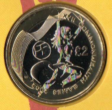 GB 2002 COMMONWEALTH GAMES PHILATELIC NUMISMATIC/COIN COVER. (X4) TWO POUND COINS. NICE ITEM.