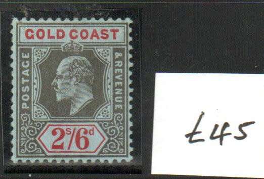 GOLD COAST 1907-13 KEVII 2s6d M/MINT SINGLE. AS PER SCANS. SG67. CV GBP 45.