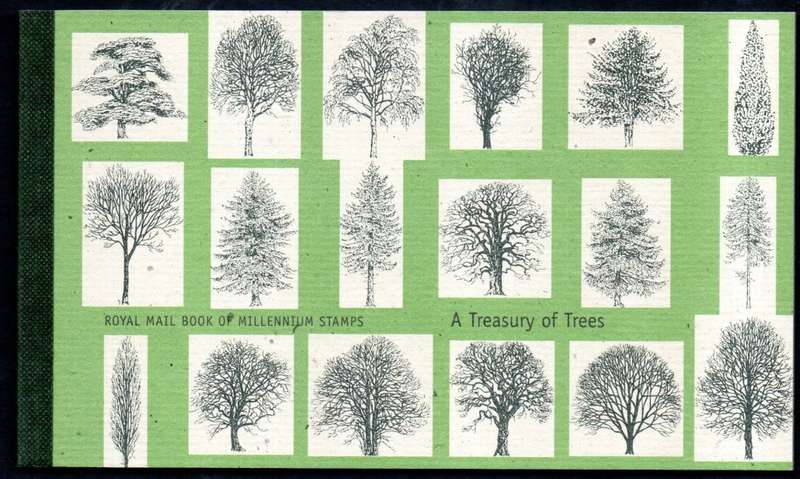 GB 2000 `A TREASURY OF TREES` MINT AND COMPLETE 7 POUND BOOKLET. SG DX26. CV GBP 40.