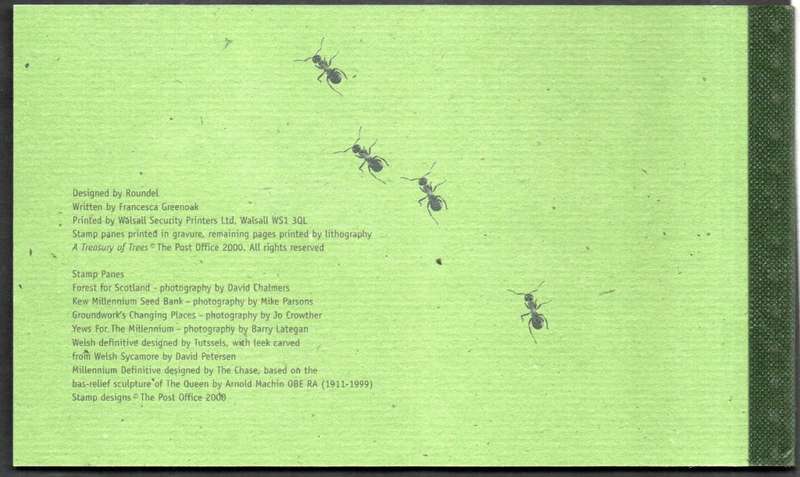 GB 2000 `A TREASURY OF TREES` MINT AND COMPLETE 7 POUND BOOKLET. SG DX26. CV GBP 40.