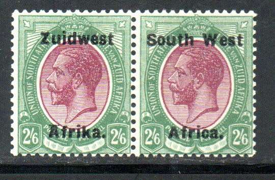 SWA 1923 KING`S HEAD 2s6d PAIR BOLD OVPT TYPE III LMM. AS PER SCANS. SACC23. CV R2000.