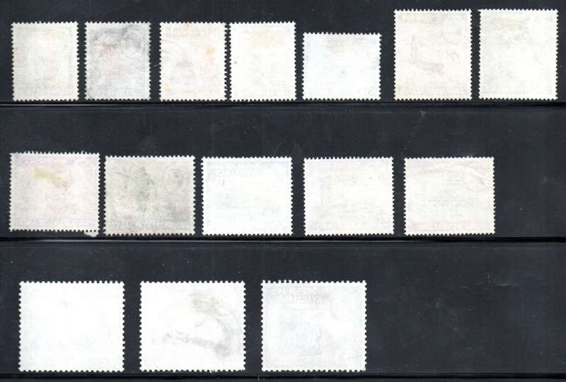 RHODESIA AND NYASALAND 1959-62 QEII DEF ISSUE USED SET OF (X15). AS PER SCANS. CC18-32. CV R1650.
