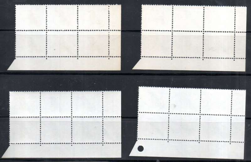 RSA 1969 1/2c (X8) SETS OF CONTROL BLKS OF (X6) A-B-C-D SHOWING D PANE WITH PUNCH HOLE. UMM. CC281.