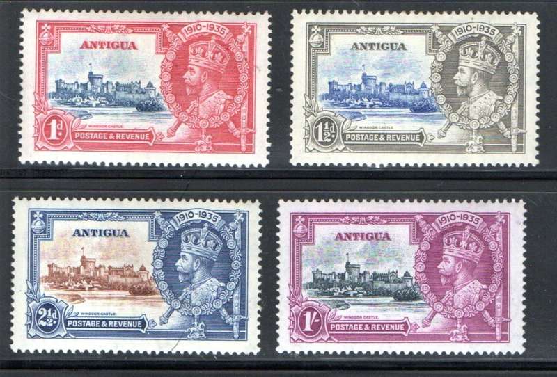 ANTIGUA 1935 KGV SILVER JUBILEE M/MINT SET OF (X4) SINGLES. AS PER SCANS. SG91/94. CV GBP 19.