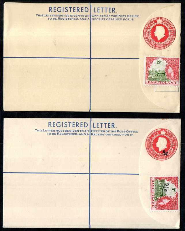 BASUTOLAND (X4) QEII UNUSED REGISTERED LETTER COVERS. AS PER SCANS.