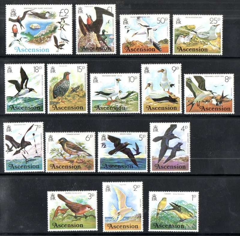 ASCENSION 1976 BIRDS UMM SET OF (X16). SG199/214. AS PER SCANS. LOVELY THEMATIC SET. GOOD VALUE.