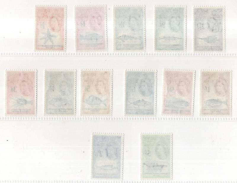 TRISTAN DA CUNHA 1960 QEII MARINE LIFE UMM SHORT SET TO 5s SG28/40. AS PER SCANS. CV GBP 39+.