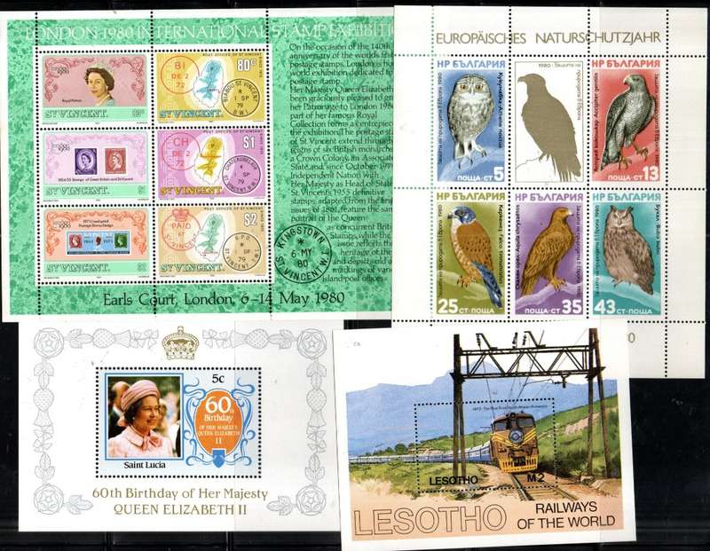 WORLD CLEARANCE LOT OF (X40+) UMM MINI SHEETS ETC. AS PER (X10) SCANS! GOOD VALUE. NICE THEMATIC MIX