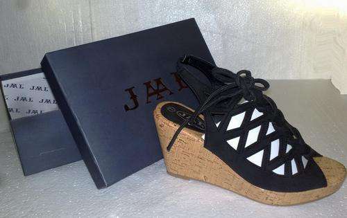 **HOT ITEM** Designer Wedge Heel Black Strappy Sandle - Size 6 to 7. Please look!