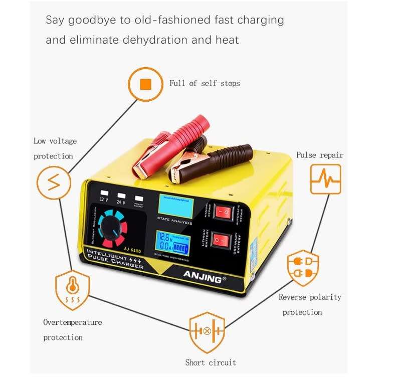 Smart Trickle Charger Maintainer Deep Cycle Battery Repair Charger 12V 24V