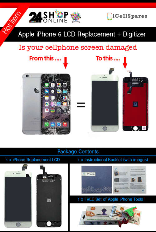 Apple iPhone 6 LCD Replacement - WHITE - FREE SHIPPING - FREE TOOLS
