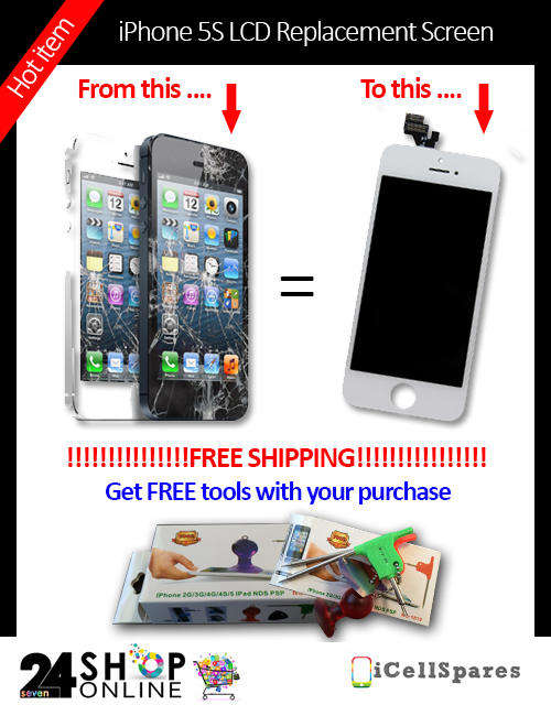 iPhone 5S LCD Screen Replacement - FREE SHIPPING - FREE TOOLS (white)