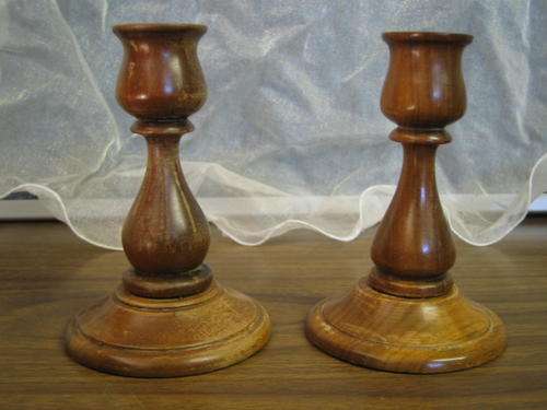 2 Wooden Candle Holders