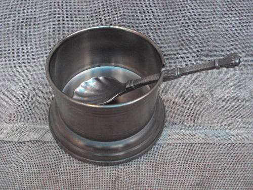 Etain Pewter Sugar Bowl and Spoon