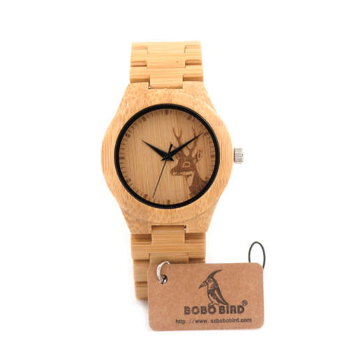 BOBO BIRD E04 Women's Elk Deer Design Dial Fashion Bamboo Watch