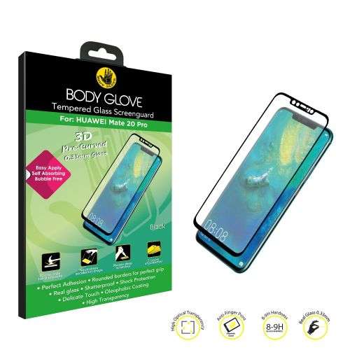 Huawei Mate 20 Pro Body Glove Tempered Glass Screen Protector Screenguard Black Border