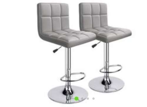 Padded Bar Stools / Kitchen Chairs - Set of 2  Grey Colour