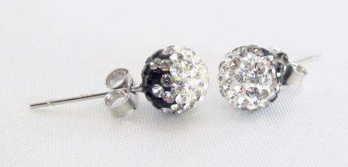 Black and white Crystal earring studs