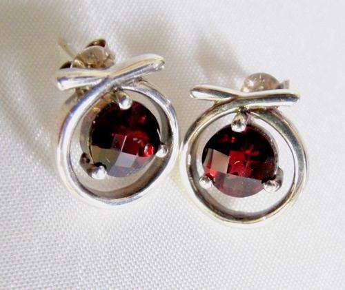 Garnet and sterling silver earring studs