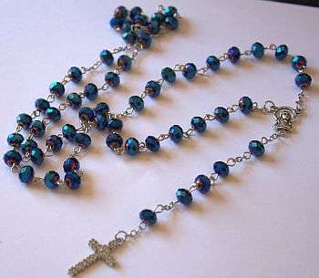Prayer Rosary with Blue AB Crystal beads