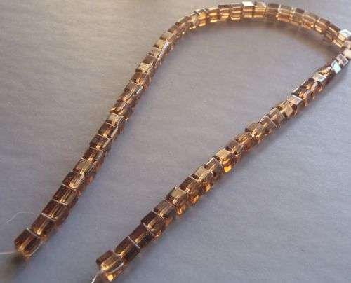 Glass Square Beads - Topaz colour (6mm)