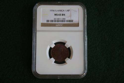 FINEST KNOWN 1956 Farthing MS65BN  @ NGC