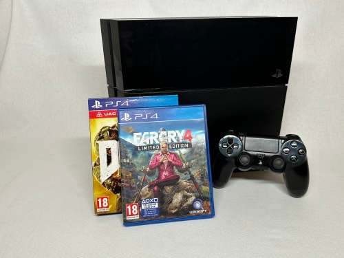 Pre-Loved `Sony PlayStation 4 (PS4) Original` Bundle w/ DualShock 4 Controller + 2 Games