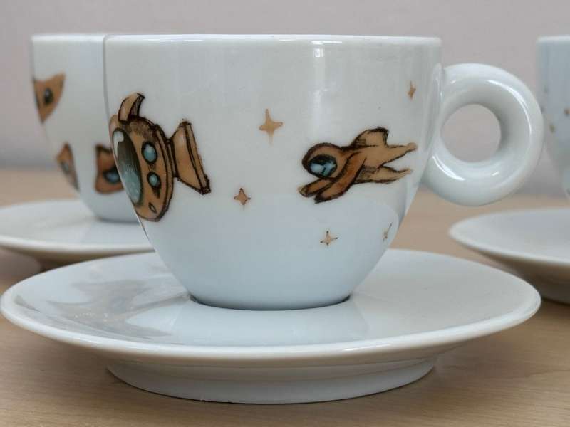 Edition illy Art Cappuccino Cups & Saucers by Max Petrone