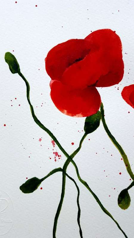 Original Painting by Lorna Pauls - Poppies 1 (37 x 28 cm or 14.5 x 11")