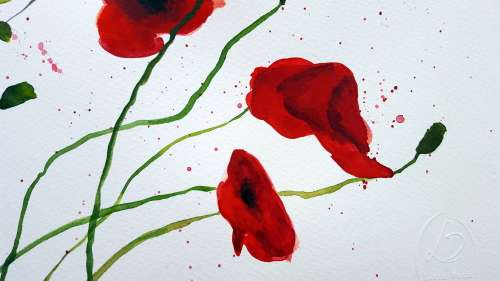 Original Painting by Lorna Pauls - Poppies 3 (37 x 28 cm or 14.5 x 11")