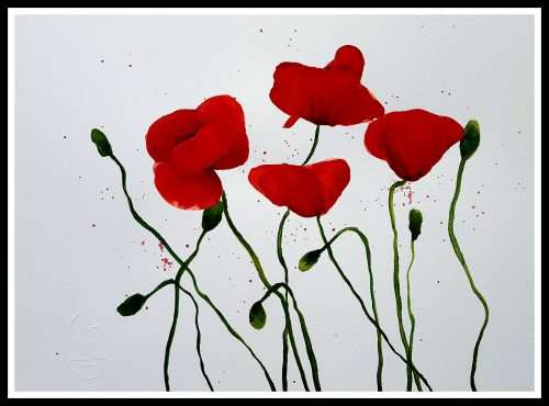 Original Painting by Lorna Pauls - Poppies 1 (37 x 28 cm or 14.5 x 11")