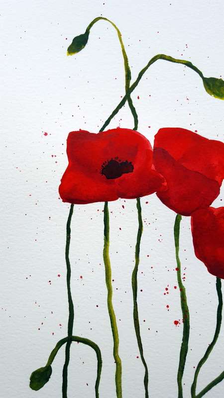 Original Painting by Lorna Pauls - Poppies 2 (37 x 28 cm or 14.5 x 11")
