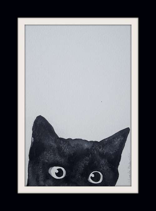 Original Painting by Lorna Pauls - Cats set (set of 4 - 14.5 x 20.5 cm or 5.7 x 8")