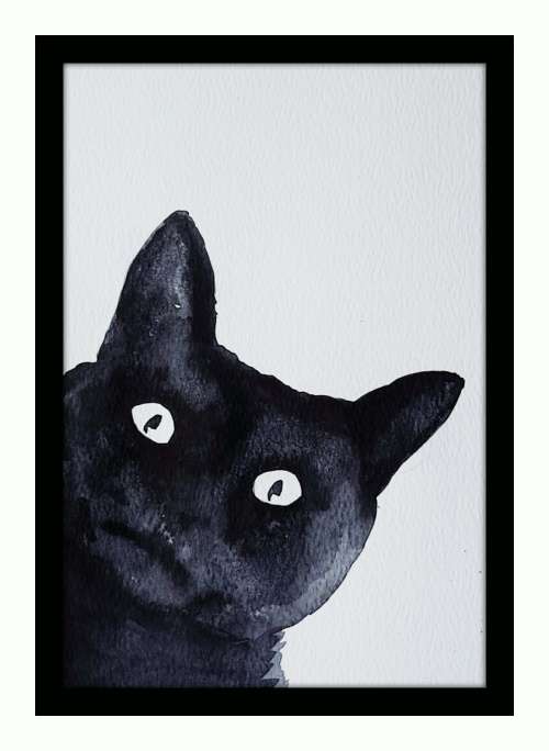 Original Painting by Lorna Pauls - Cats set (set of 4 - 14.5 x 20.5 cm or 5.7 x 8")