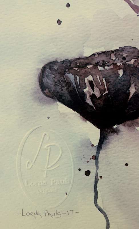 Original Painting by Lorna Pauls - Black Fusion Poppies 1 (42 x 29.5 cm or 16.5 x 11.5")