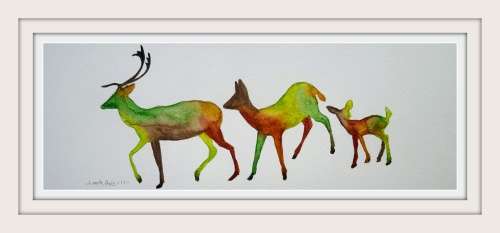 Original Painting by Lorna Pauls - Decor Forest Deer 1 (37.5cm x 13.5cm)
