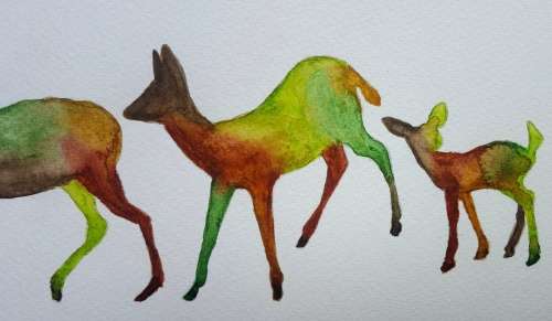 Original Painting by Lorna Pauls - Decor Forest Deer 1 (37.5cm x 13.5cm)