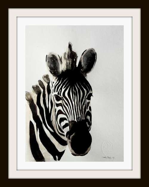 Original Painting by Lorna Pauls - Zebra2 (29.7cm x 42cm)
