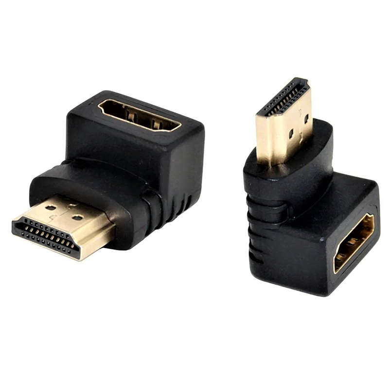 HDMI Male to Female Adapter with 90 Degree Down (Pack of 2)