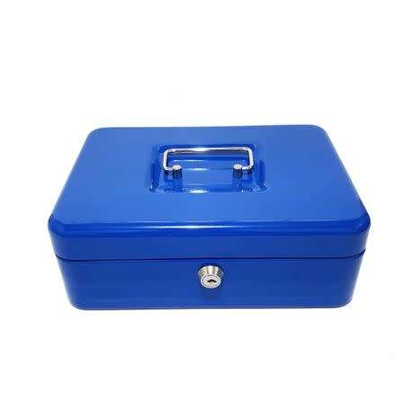 Cash Box - Large Metal with Lock & 2 Keys (Blue Colour) (Local Stock) (Brand New)