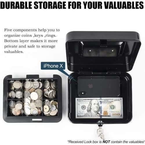 Petty Cash Box Metal Money Tray Holder Deposit Security Steel Safe Lock (Local Stock) (Auction Item)