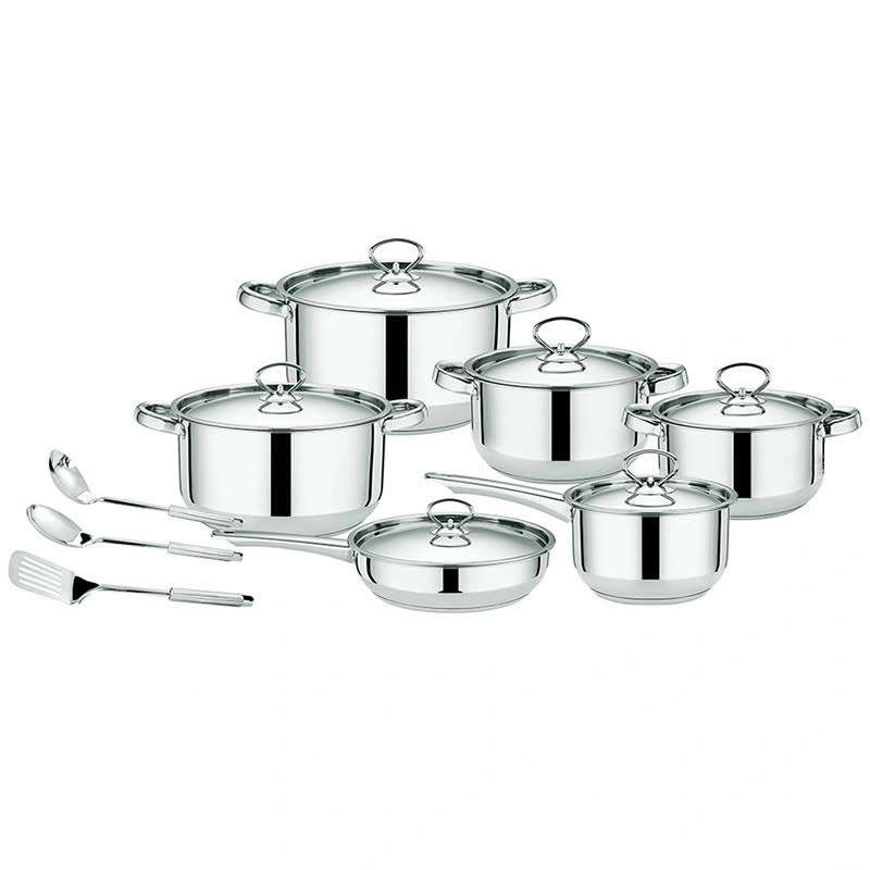 15PCS Cookware Set Stainless Steel Cooking Pot Set with Utensils (Local Stock) (Auction Item)